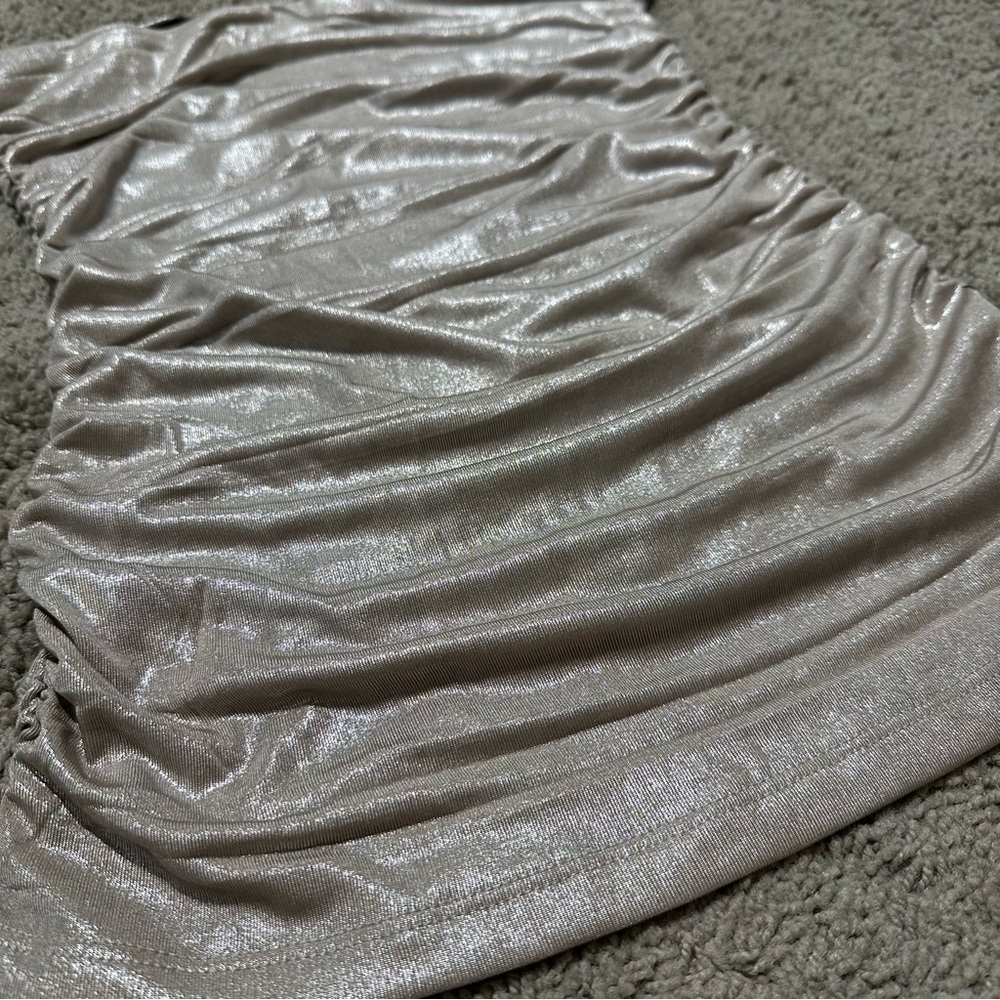 Vintage Forever 21 Metallic Y2K Zebra Stripes Strapless Ruched Tube Top, Medium - Picture 10 of 10